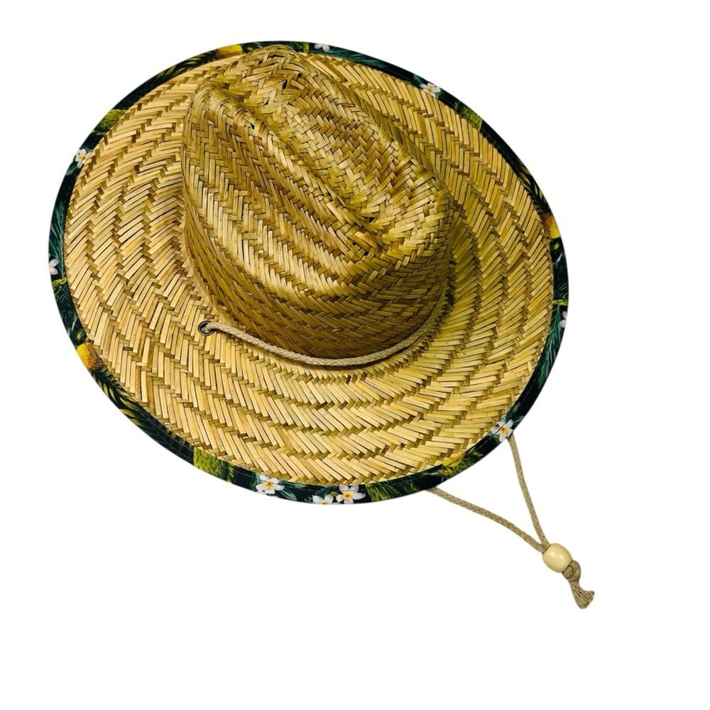 Straw Sun Hat with Floral Trim